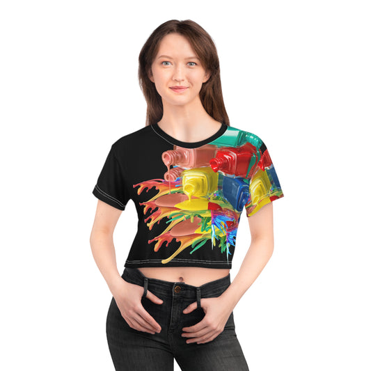 Polish Splash Crop Tee (AOP)